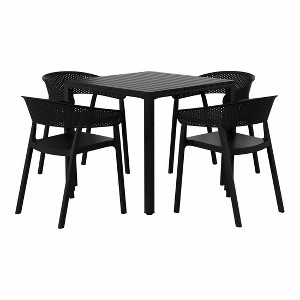 WestinTrends Playa 5-Piece Outdoor Metal Frame Square Dining Table Patio Set with Stackable Patio Dining Chairs - 1 of 4