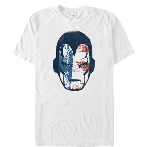 Men's Marvel Fourth of July  Iron Man American Flag Mask T-Shirt - 1 of 4