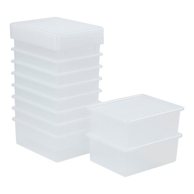 Ecr4kids Letter Size Tray with Lid, Storage Bin, Assorted, 10-Piece