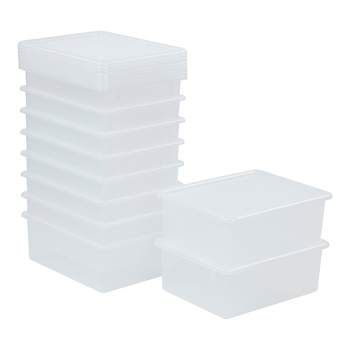ECR4Kids Letter Size Deep Storage Tray with Lid, Large Plastic Storage Bins, 10-Pack