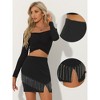 Allegra K Women's Sparkly High Waist Split Fringe Mini Pencil Skirts - 2 of 4