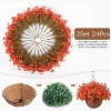 Attop 24 Pcs Artficial Outdoor Flowers with Hanging Baskets, Orange Fall mums 2 Pack Hanging Planter with Outdoor Fall Flowers Orange - 4 of 4