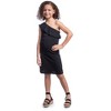 24seven Comfort Apparel Girls Solid Color One Shoulder Ruffle Knee Length Dress - 2 of 4