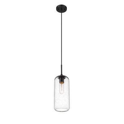 Monty Mid-Century Modern Globe Pendant in Matte Black and Nickel
