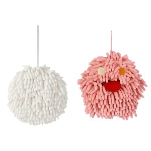 REGALWOVEN 2 Pcs Cute Comfortable Soft Absorbent Chenille Fuzzy Hand Towel - 1 of 4