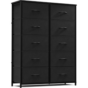 DOMETOUR Drawer Dresser for Bedroom, Fabric Storage Tower Tall Chest Organizer, Storage Cabinet Unit Bins Living Room Entryway Closet-Black - 1 of 4