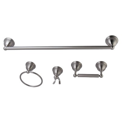 4pc Restoration Towel Bar Bathroom Hardware Set Brushed Nickel Kingston Brass Includes Robe Hook Tissue Holder Target