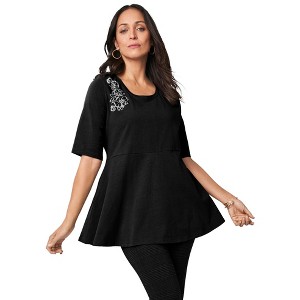 Jessica London Stretch Cotton Peplum Tunic - 1 of 4