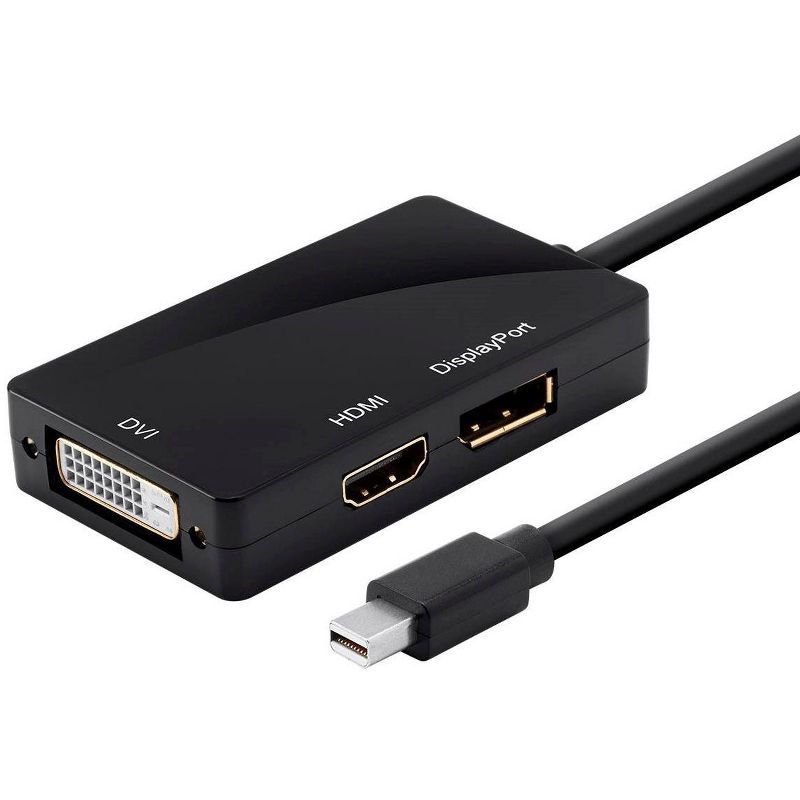 Monoprice Mini DisplayPort 1.1 to HDMI, DVI, and DisplayPort Adapter, Black, 1 of 5