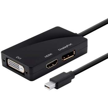 Monoprice Mini DisplayPort 1.1 to HDMI, DVI, and DisplayPort Adapter, Black