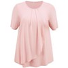 GRACE & GRANDEUR Women's Plus Size 2 Pcs Set Pleated Asymmetry Hem Tops and Texture Button Decor Blouses - 4 of 4