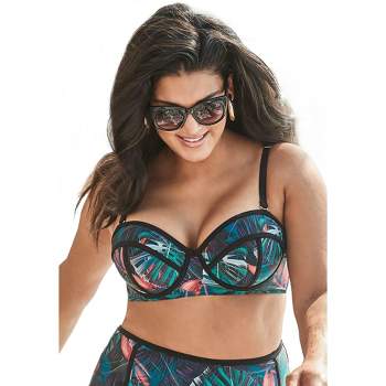 Swimsuits For All Women's Plus Size Bra Sized Crochet Underwire Tankini Top,  36 F - Green Palm : Target