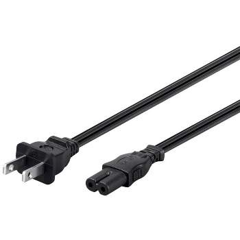 Monoprice Power Cord - 1 Feet - Black | Non-Polarized NEMA 1-15P to Non-Polarized IEC 60320 C7, 18AWG, 10A, For Battery Chargers, Laptop Power