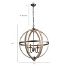 LNC Timeless 6-Light 27" Farmhouse Large Globe Chandelier,Brushed Black and Weathered Gray Wood Tone - 3 of 4