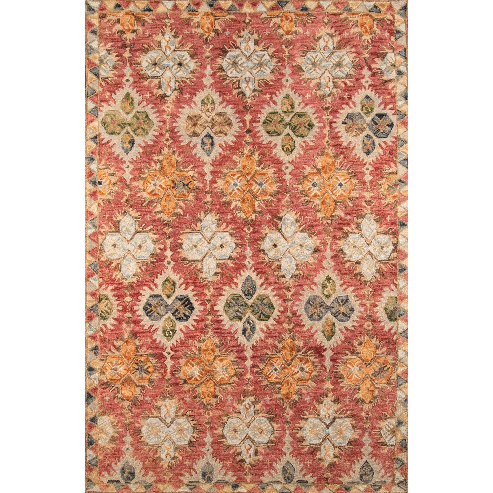 Red Geometric Tufted and Hooked Area Rug 8'x11' - Momeni