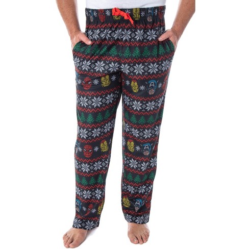 Marvel Men's Superhero Trio Ugly Sweater Adult Sleep Lounge Pajama ...