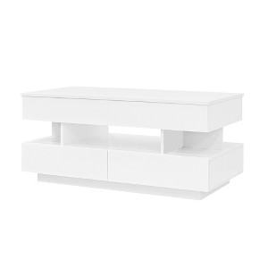 CLIHOME Multi-Functiona Lift-Top Coffee Table with 2 Drawers, Modern Coffee Table with Hidden Compartment - 1 of 4