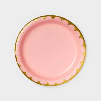 8.5" 10ct Light Pink Scalloped Dinner Plates - Spritz™