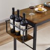 3 Pieces Dining Table Set Kitchen Table Bar Stools Table With 2 Stools Bottle Storage Rack Structural Strengthening Rustic Style Bar Table Stool Set - 2 of 4