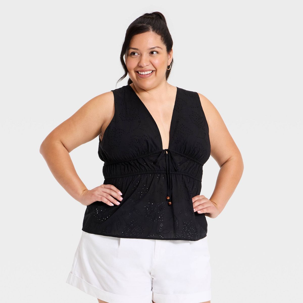 Women Tie-Front Peplum Tank Top - A New Day™ - thumbnail 5