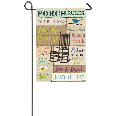 Evergreen Porch Rules Garden Suede Flag