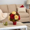 Nearly Natural 14-in Peony, Hydrangea and Dahlia Artificial Arrangement in Burgundy Vase - 3 of 3