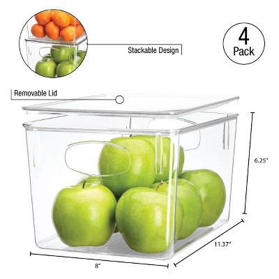Clear Stackable Plastic Storage Bins with Lids, 4-Pack