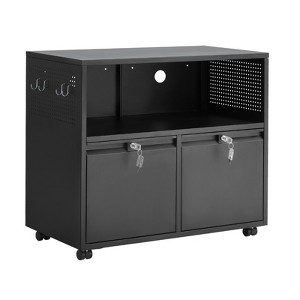 VEVOR 2 Drawers Metal File Cabinet, Lateral Filing Cabinet with Lock and Adjustable Hanging Rods, A4, Legal Size File, Black - 1 of 4