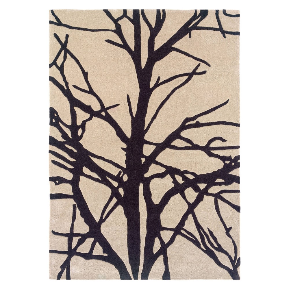 5'x7' Trio Collection Winter Tree Area Rug Cream - Linon