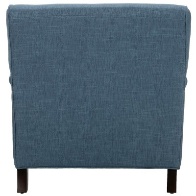 Navy Spot 29" Contemporary Leather & Wood Arm Chair