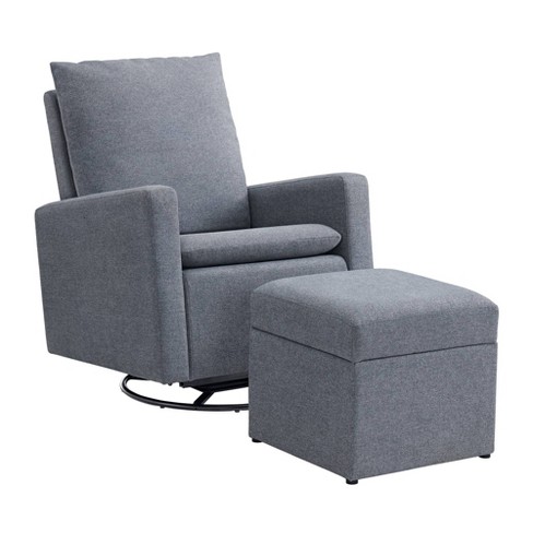 Soho Baby Everlee Upholstered Recliner Glider ottoman Dark Gray Target