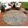 HomeRoots 8' Beige And Copper Round Abstract Washable Indoor Outdoor Area Rug - 2 of 4