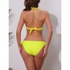 INSPIRE CHIC Women's Knot Twist Halter Double Straps Tie Back Bra Triangle Bottoms Swimwear Bikini Sets 2 Sets - 3 of 4