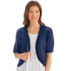 Collections Etc Open-Front Stitched Short Sleeve Shrug, Lightweight Layer Piece with Scalloped Trim - 3 of 3