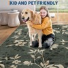 Washable Modern Leaves Print Rug, Non Slip Stain Resistant Botanical Low Pile Carpet for Living Room Bedroom Dining Home Office - 4 of 4