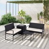 Hrinhom 4-Piece PE Wicker Patio Set With Cushions,Outdoor Conversation Set - 2 of 4