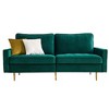 DOMETOUR Modern 71 Inch Velvet Loveseat Sofa with 2 Pillows, Emerald Fabric Couch for Living Room Bedroom - 3 of 4