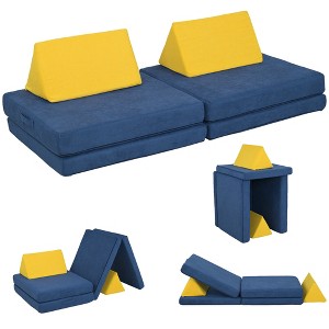 INFURNIC Baby and Toddler Learning Toys Modular Play Couch Premium Soft Foam Set for Active Toddlers Indoor Play, Blue, 59.1"*26"*17.9" - 1 of 4