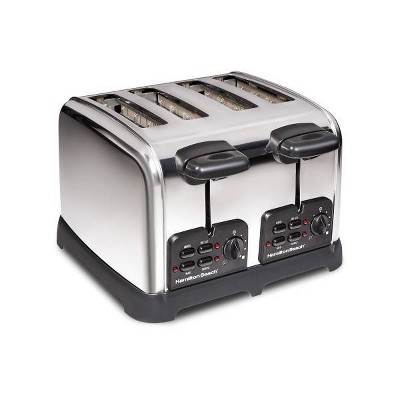 Hamilton Beach 4 slice Toaster 24782: Silver 4 Slot Double Toaster, 1560W, Metal, 1 Year Warranty
