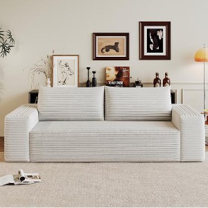 Modern  Velvet Corduroy Sofa, Deep Seat Soft Lounge Couch, Wide Armrest Textured Fabric Sofas for Living Room - 1 of 4