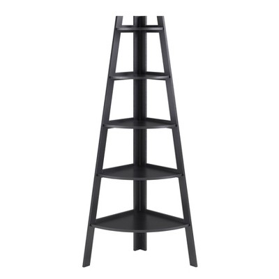 63" x 26.5" Five-Tier Pyramid Corner Ladder Shelf Black - Danya B.