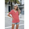 Womens Tops V Neck Puff Sleeve Jacquard Short Sleeve Top Blouse Shirts - 4 of 4