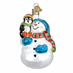 Old World Christmas Glass Blown Ornament for Christmas Tree, Snowman with Penguin Pal - 1 of 1