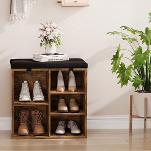 ODK Shoe Storage Bench with Cushion, Shoe Cabinet Organizer, Adjustable Shelves & Side Bag,Entryway, Hallway, Mudroom Shoe Rack - 1 of 4