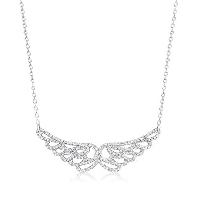Ross-Simons 0.50 ct. t.w. Diamond Angel Wings Necklace in Sterling Silver Size 16