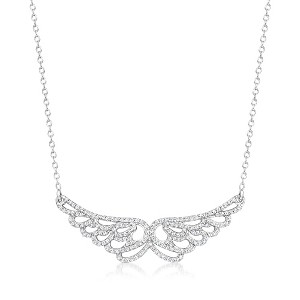 Ross-Simons 0.50 ct. t.w. Diamond Angel Wings Necklace in Sterling Silver Size 16 - 1 of 3