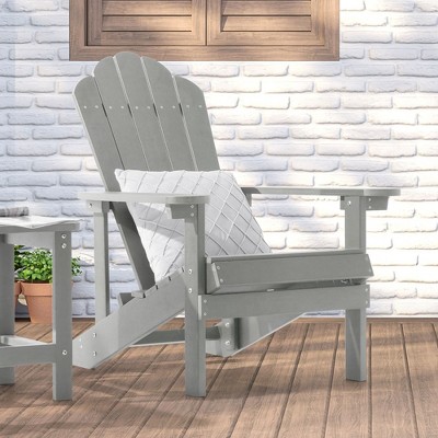 Sonkuki Faux Wood Adirondack Chair with High Back and Wide Seat