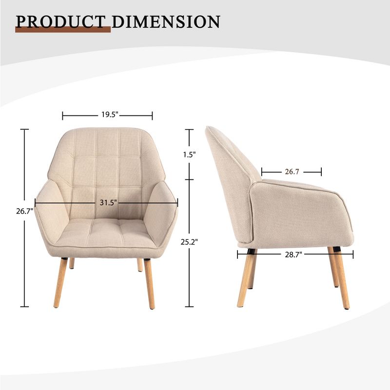 Neutypechic Modern Linen Upholstered Accent Chair Armchair, 5 of 8