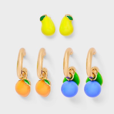 Fruit Basket Earring Set 3pc - A New Day™ Multicolor