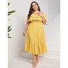 Women Plus Size Off Shoulder Maxi Dress Ruffle Flowy Casual Summer Boho Long Dresses - 2 of 4